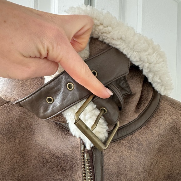 NWT Loft Faux Suede Sherpa Aviator Bomber Jacket - Picture 11 of 12